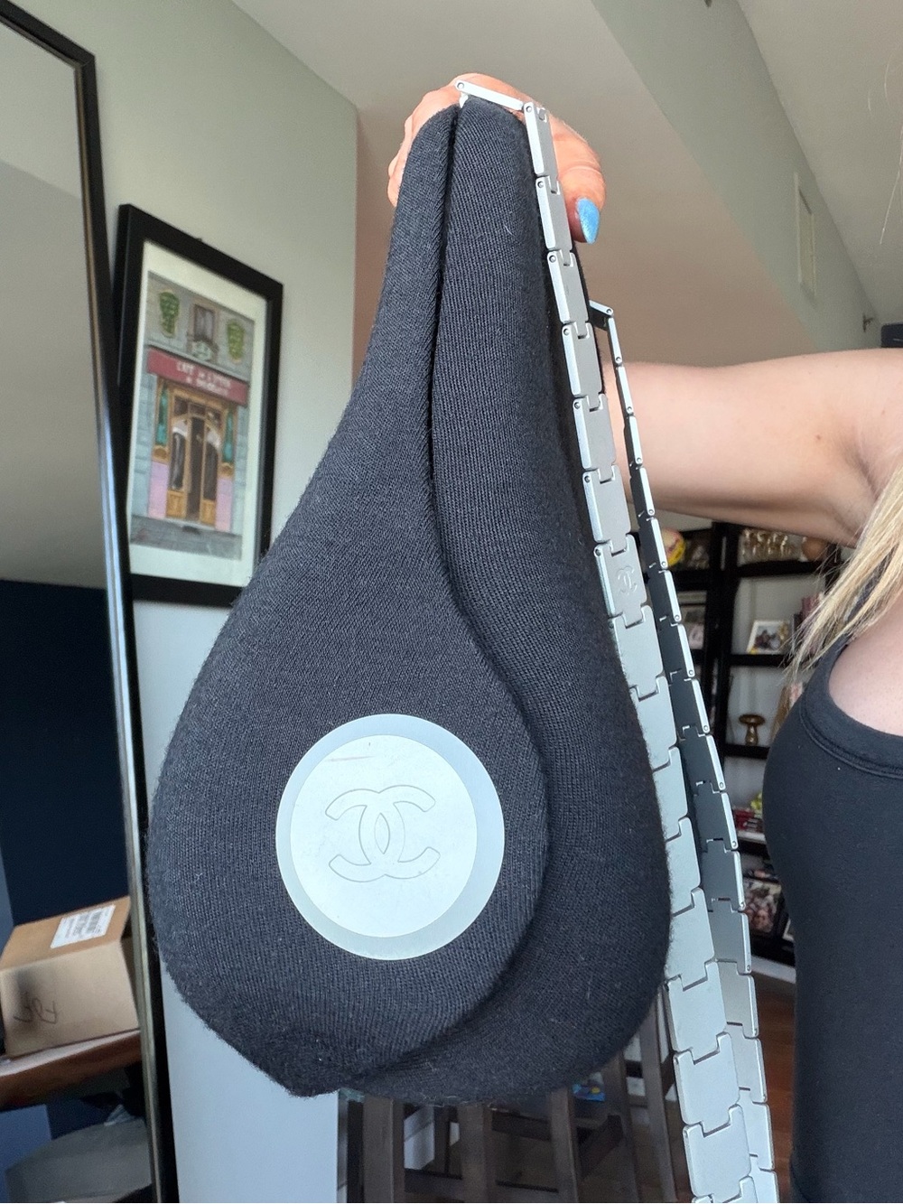 Vintage Chanel 1999 Karl Lagerfeld Millennium Black Jersey Y2K “Butt Bag” w Srap